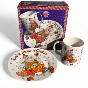 Santas cookies Vtg SAKURA SANTAS MAGICAL COOKIE Discontinued PLATE AND MUG NIB
